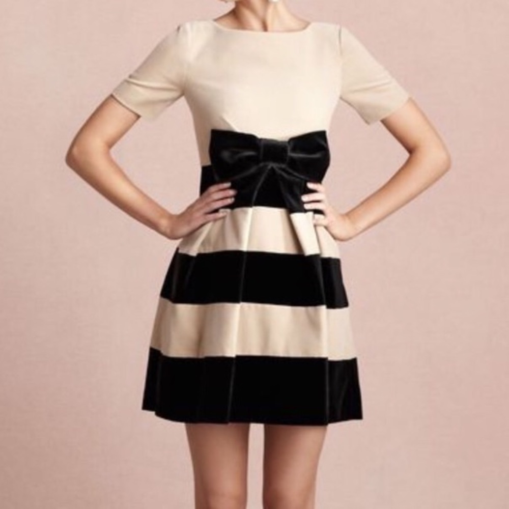 NWT Orla Kiely Boat Neck Dress Velvet Cream Black